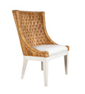 Rattan and Wood Dining Side Chair Natural Hardwood Woven