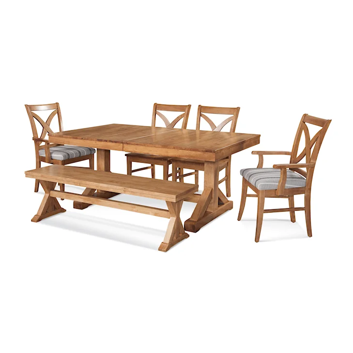 Transitional Extension Dining Table with Butterfly Leaf Natural Brown Wood