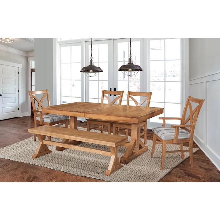 Transitional Extension Dining Table with Butterfly Leaf Natural Brown Wood