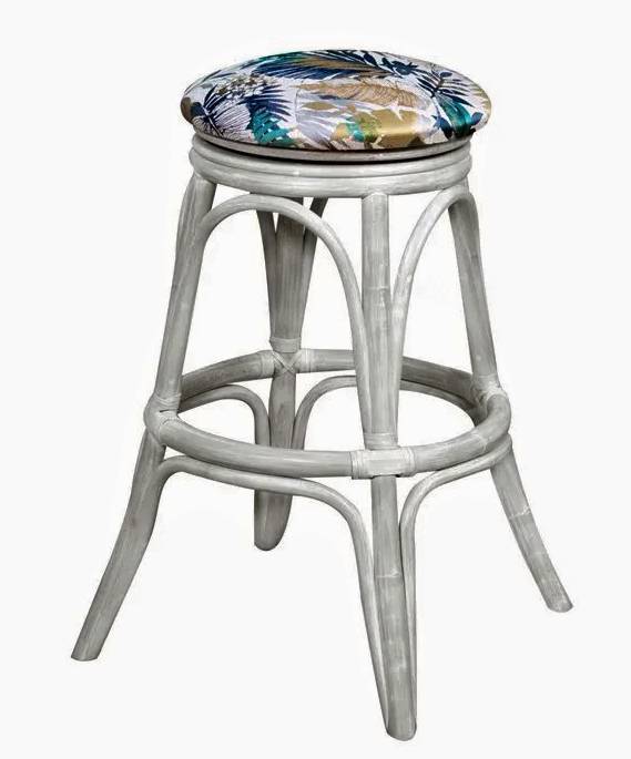 Rattan Backless Swivel Barstool Counterstool with Cushioned Seat