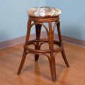 Rattan Backless Swivel Barstool Counterstool with Cushioned Seat
