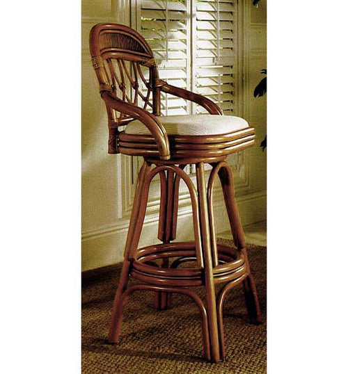Antigua Swivel Rattan Barstool or Counterstool with Cushion