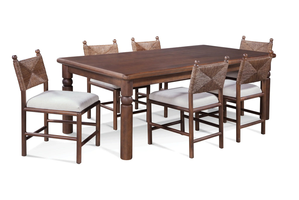 Rectangle Wood and Rattan Dining Table Natural Brown Coastal Style