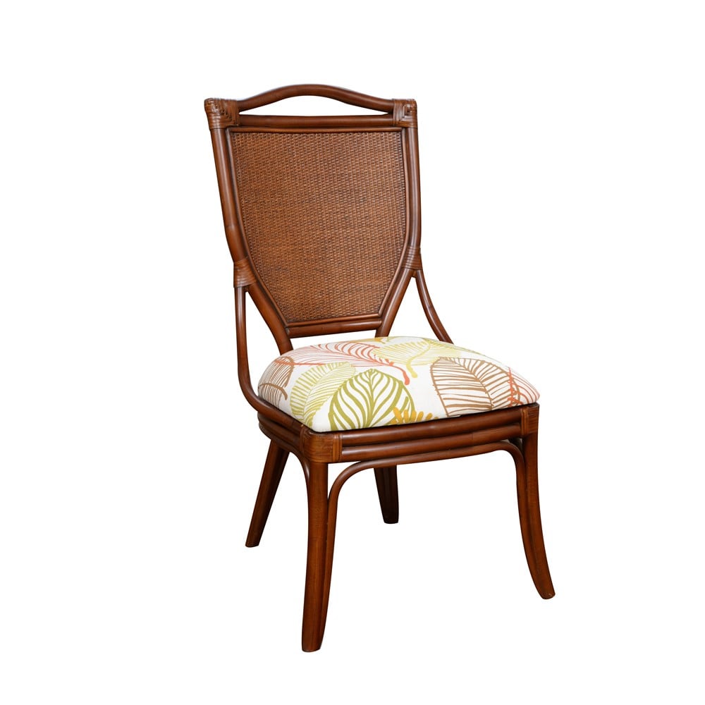 Rattan Dining Chair with Cushion Sienna Brown Woven Arm Chair