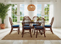 Rattan Rectangle Dining Table with Glass Top Brown Natural Style