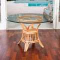 Universal Round Rattan Dining Table with Beveled Glass Top