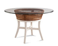 Boone Round Glass Top Rattan Dining Table White Base Natural Wicker